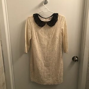 Chelsea &Violet White Lace w/Black Collar Size: XS